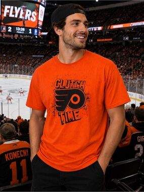 Philadelphia Flyers #CLUTCH TIME Orange T-Shirt Men’s XL T Shirt